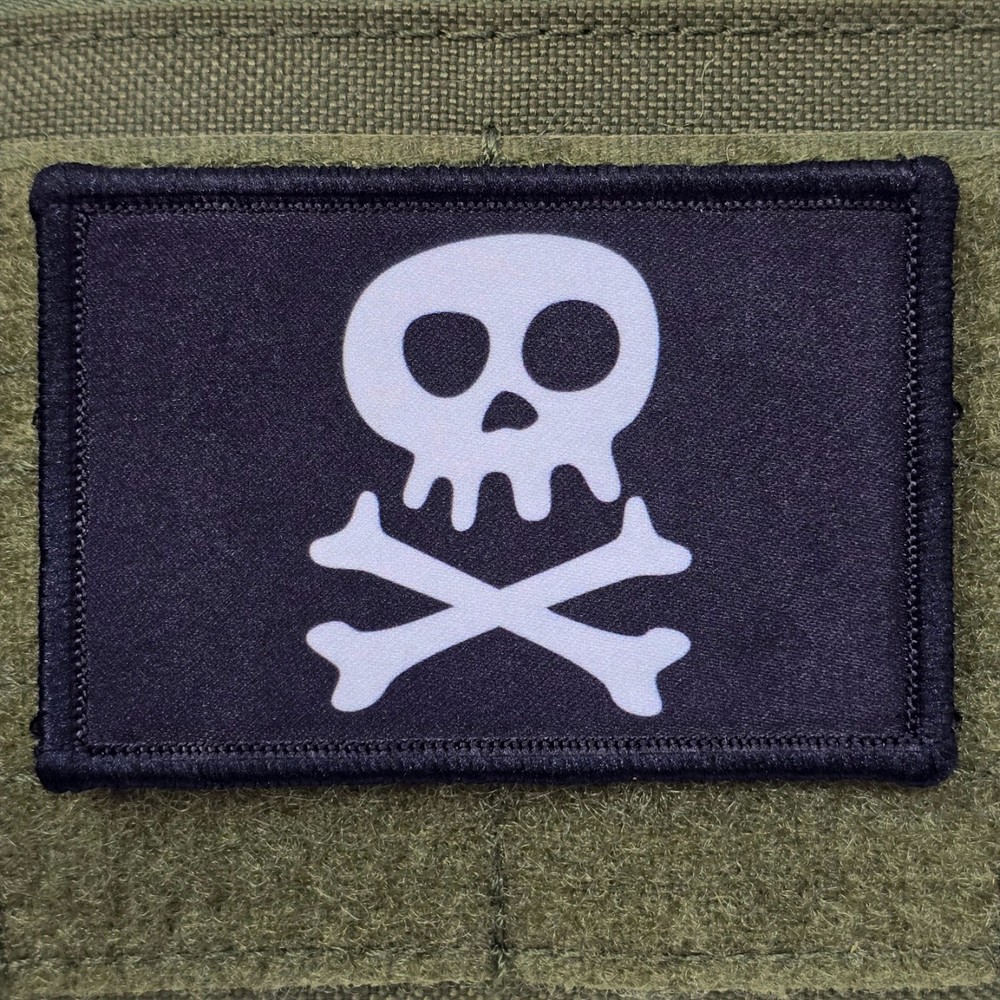 Skull Crossbones Patch Warning Moral Tactical Meme Materials Hook & Loop 3x2