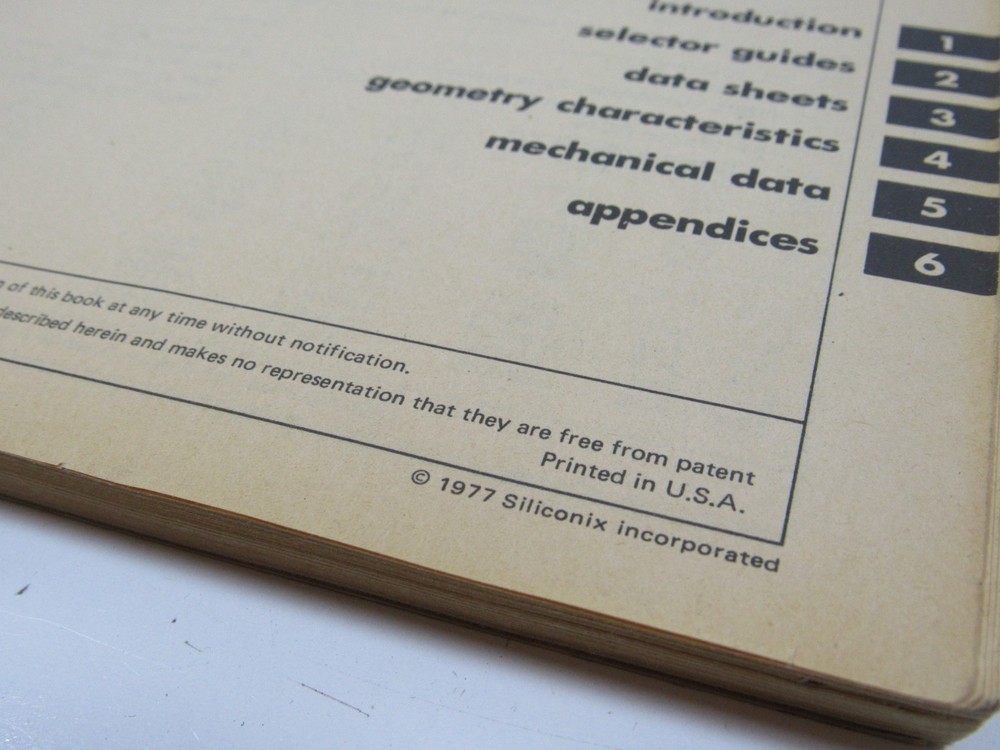 SILICONIX FET Data Book BHH 1977 #BS