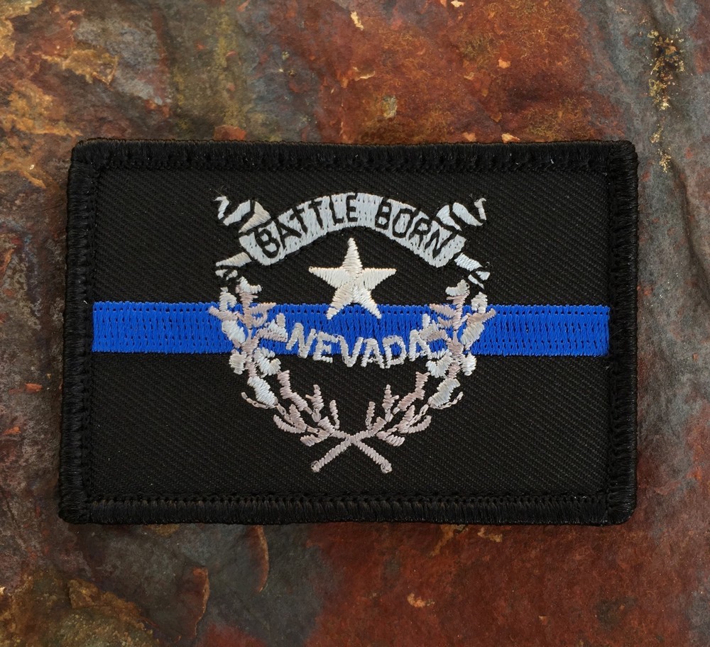 Subdued Thin Blue Line Nevada State Flag Patch, Law Enforcement