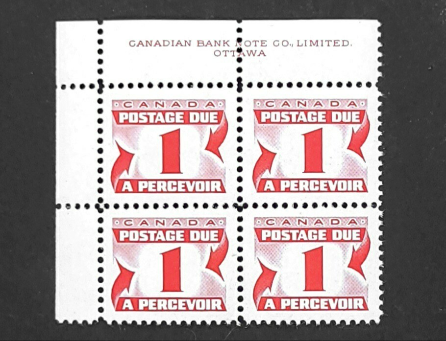 1969 Canada Postage Due Plate/Inscription Block J28 VF! CV $3.50