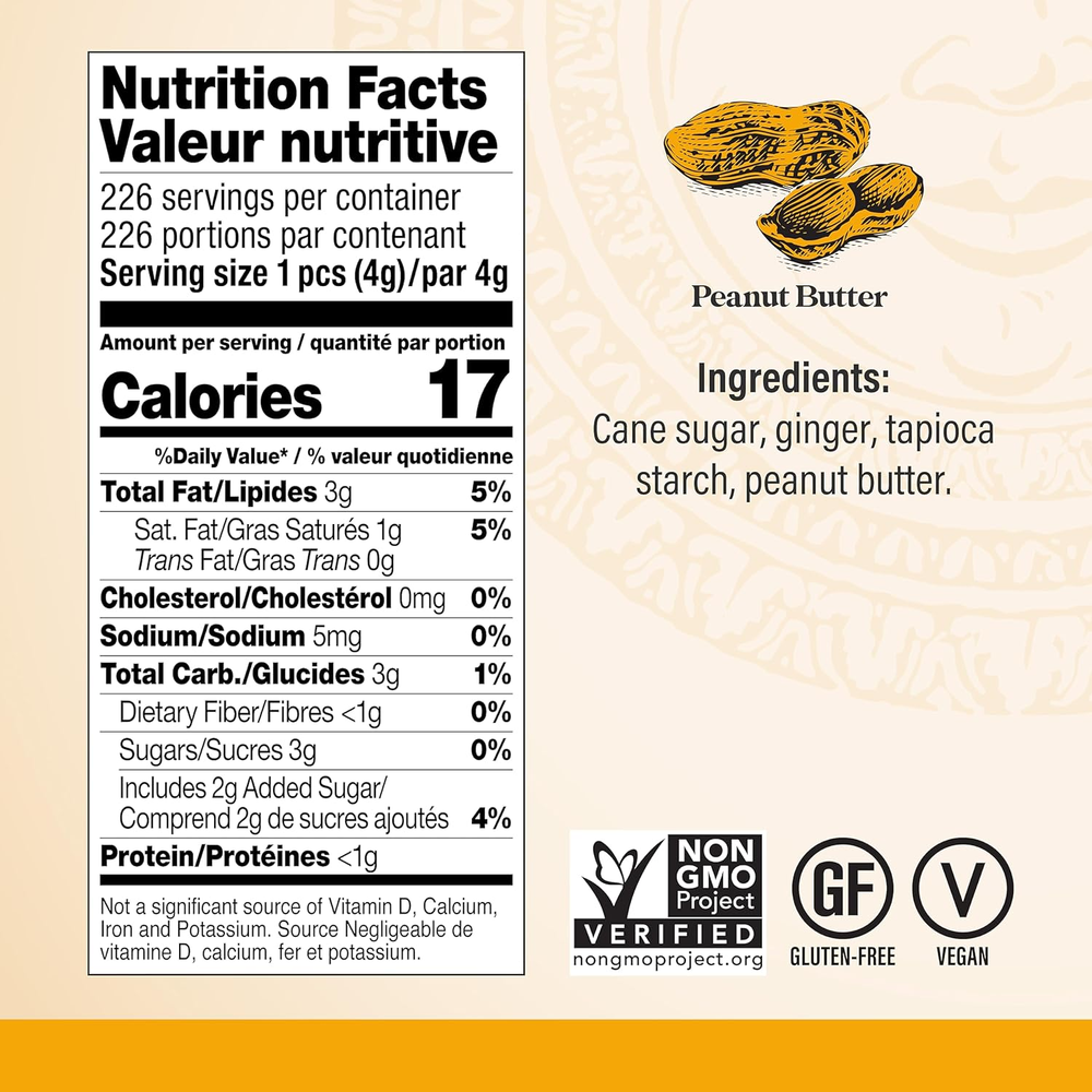 Peanut Butter Ginger Chews Candy, 1-Pound Bag
