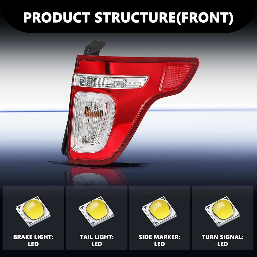 LED Tail Light Assembly Compatible with 2011-2015 Ford Exlporer Rear Taillight B
