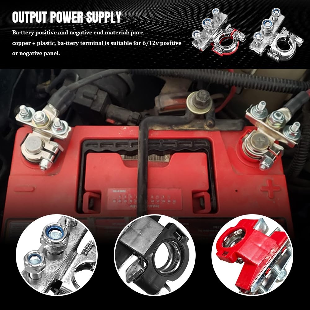 2PCS Battery Terminal Connectors, Battery Cable Terminal End, Universal 12V
