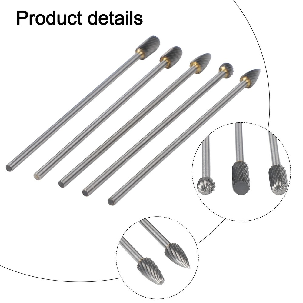 5pcs Solid Carbide Rotary Tools for Precision Work in Metal and Wood Projects