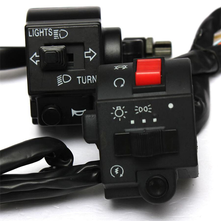 1 Pair Motorcycle 7/8" Handlebar Horn Light Headlight On/Off Switch Controller