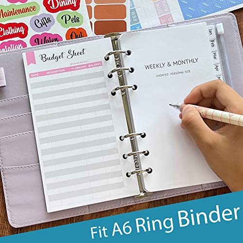 Set of Expense Tracker, 6-Hole Punched Budget Sheets for A6 Budget 90 Sheets