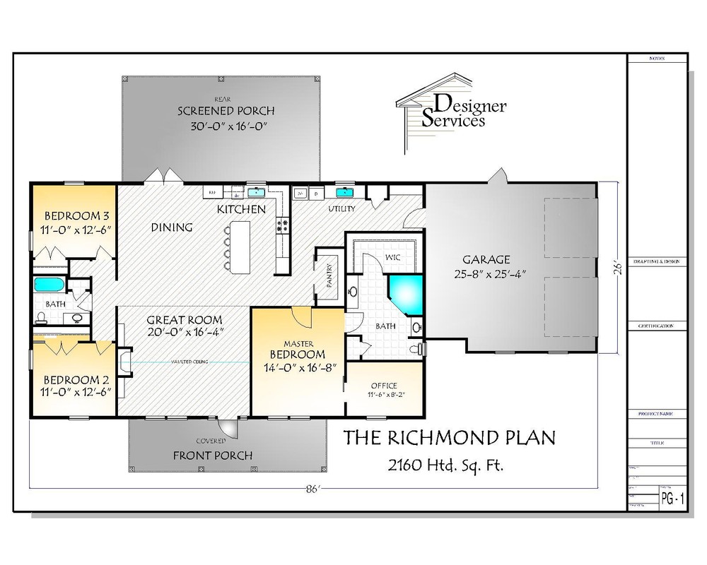 Richmond House Plan 2160 Heated Square Feet