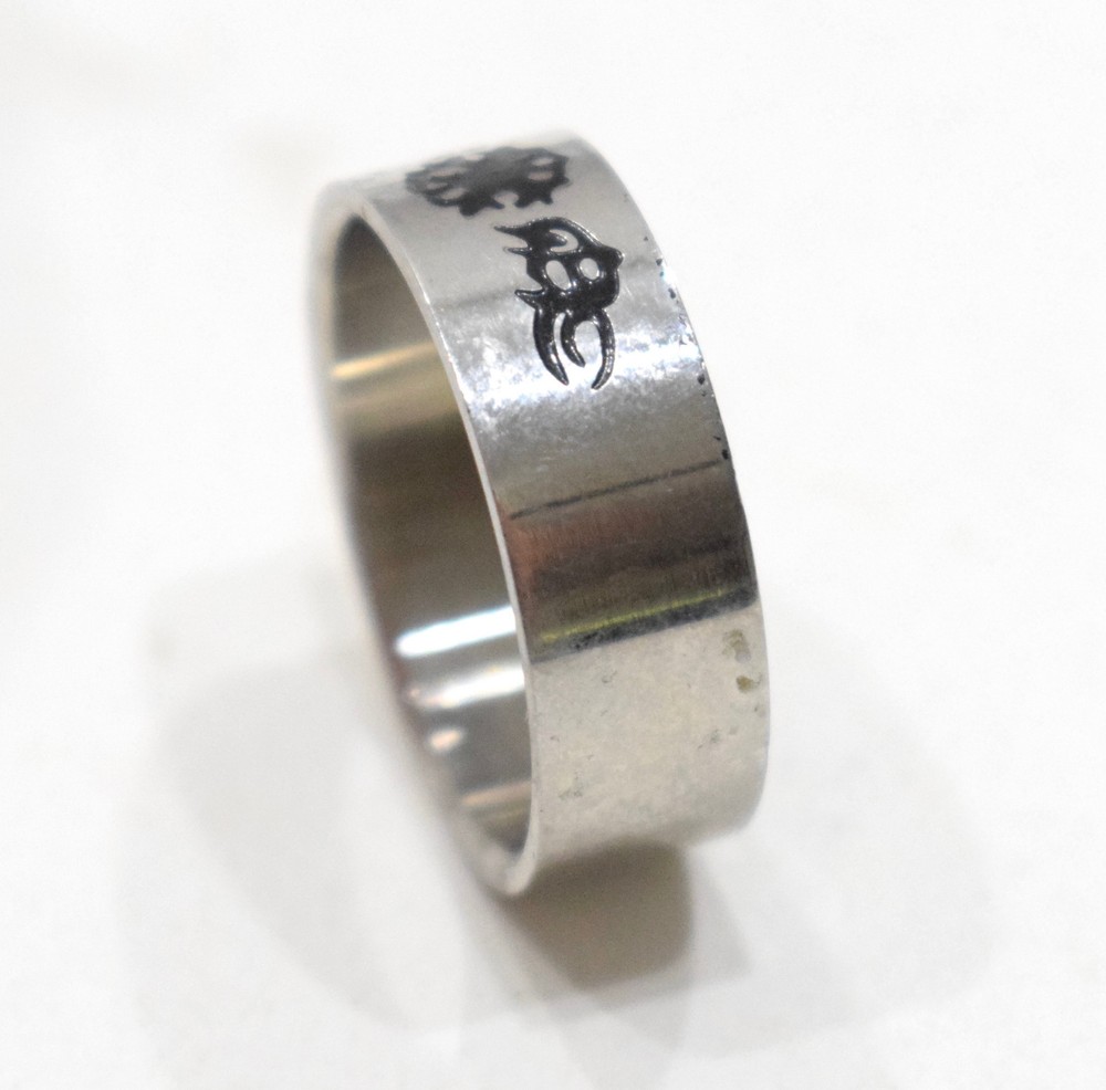 Ring Stainless Steel Etched Band Ring