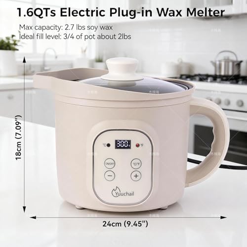 1.6QTs Electric Wax Melter with Digital Display, Precise Temp Control