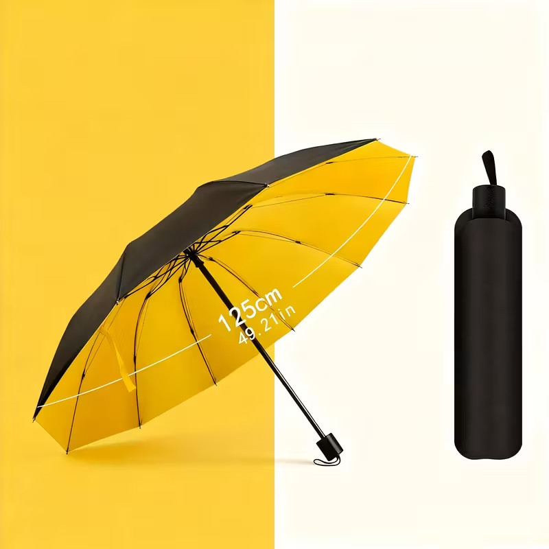 Extra Large Heavy-Duty Folding Umbrella – 12-Rib Windproof, 3-Person Coverage