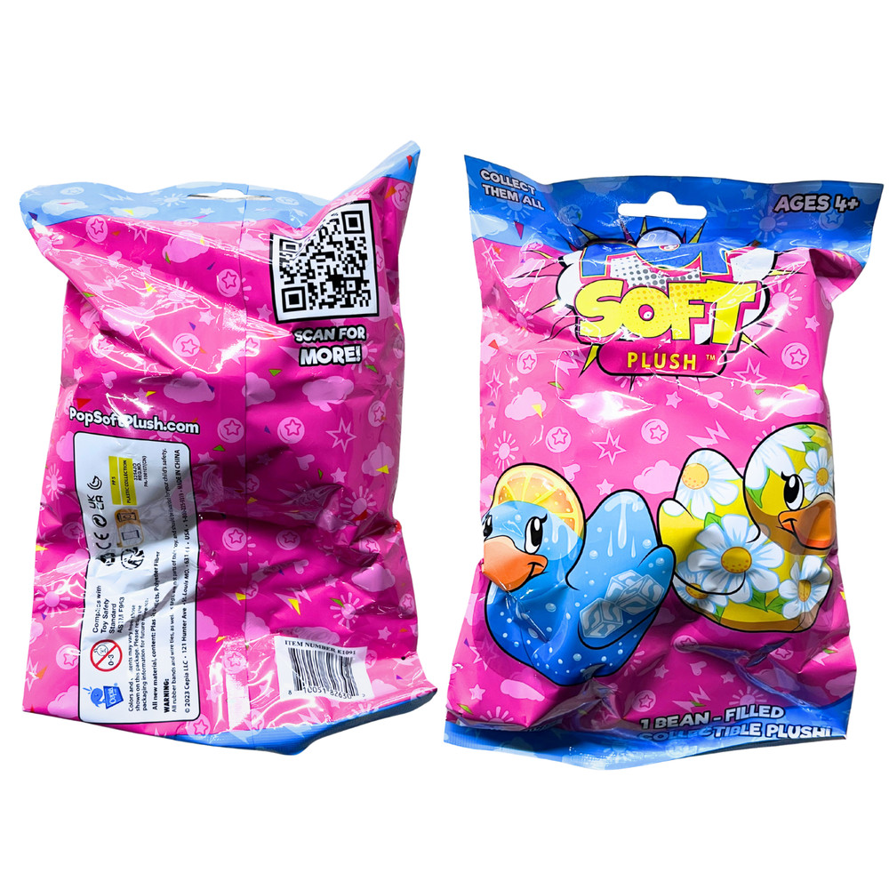 Pop art soft ducks plush blind 12 pack case