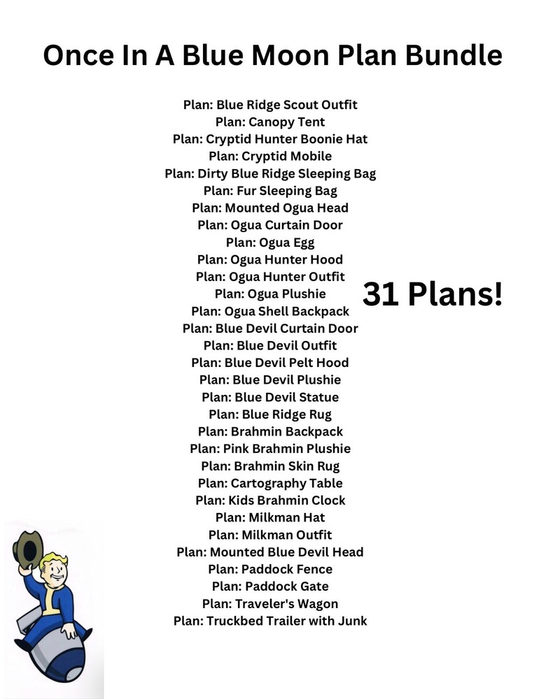 (Xbox) Once In A Blue Moon Plan Bundle (31 Plans)