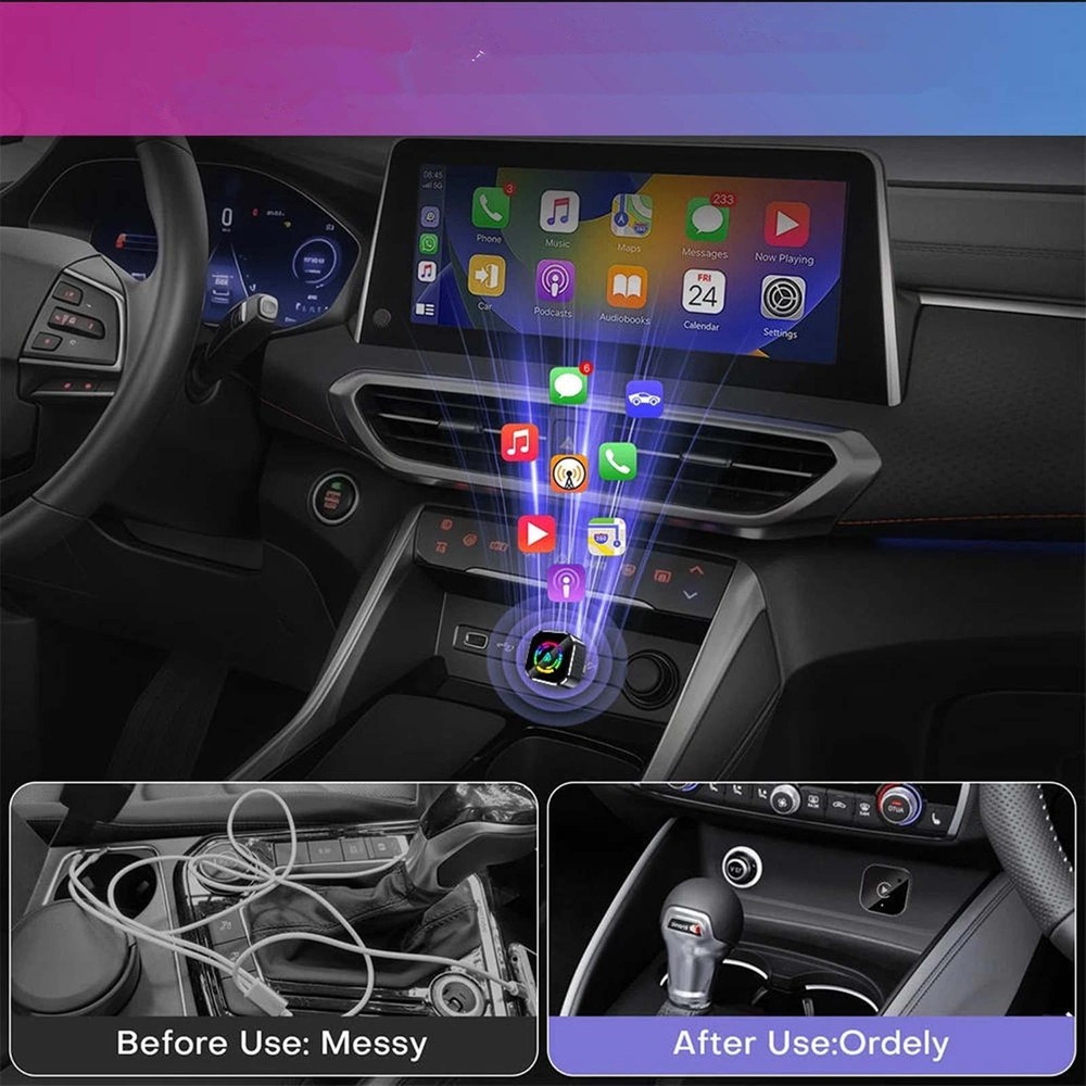 For Apple CarPlay Wireless USB Adapter Bluetooth 5.0 for iOS Android Auto System