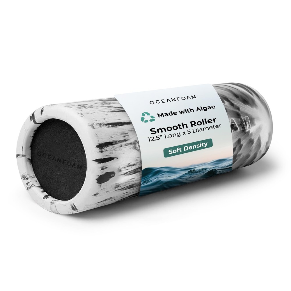 Smooth Soft Foam Roller (Black Marbled) - Beginner, Travel Sized Low Density ...