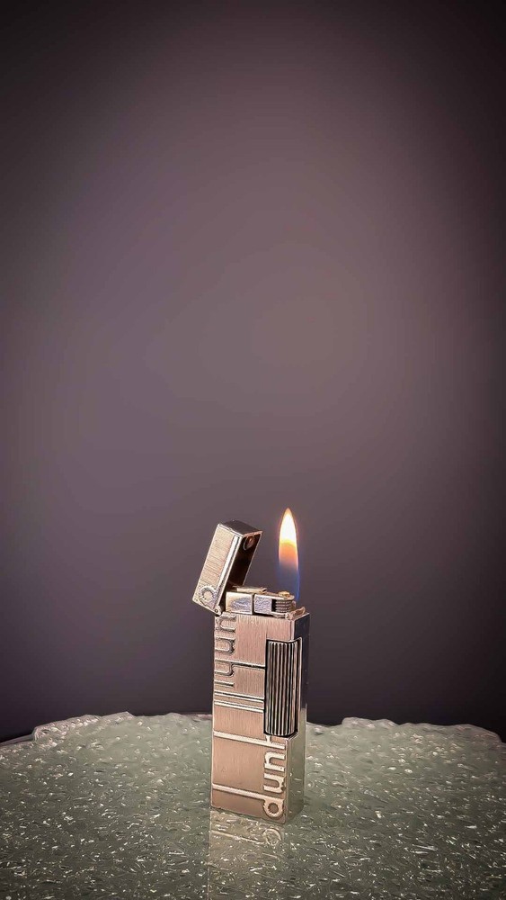 Rare Dunhill Rollagas lighter Silver Plated With Dunhill Logo Pattern