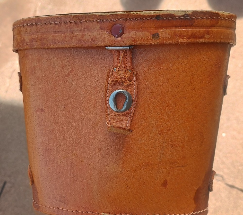 Vintage Leather Binocular Case with Red Interior