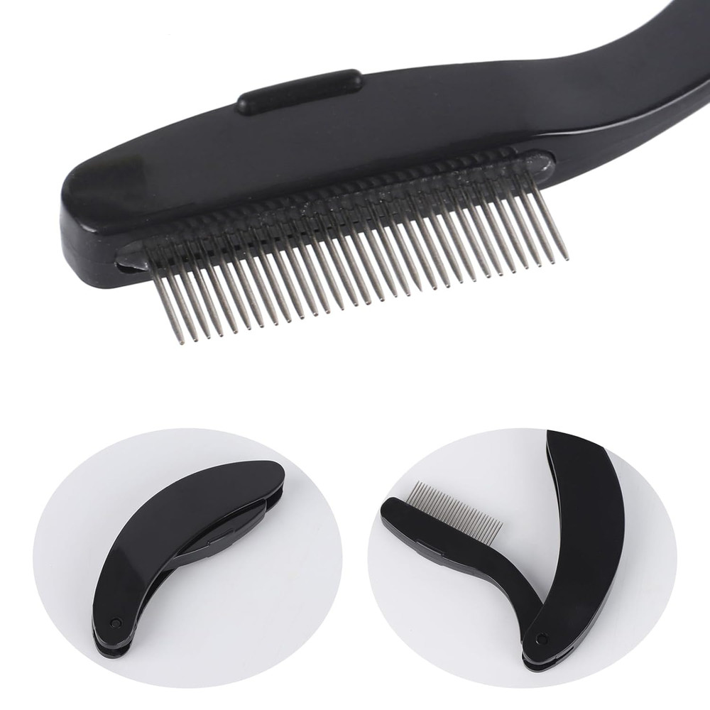5 Pack Folding Eyelash Comb Lash Separator Tool, Black Eyebrow Comb Metal Teeth