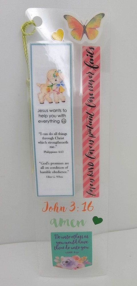 Religious Laminated Bookmark with Bible Scripture and Ellen White Quote