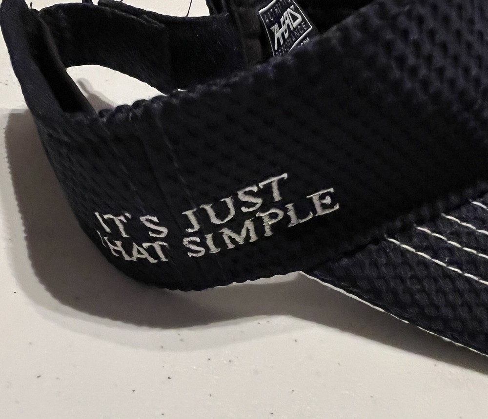 Basney Visor Cap Navy Blue Golf Hat Adjustable Strap Strapback Cotton AHEAD EUC