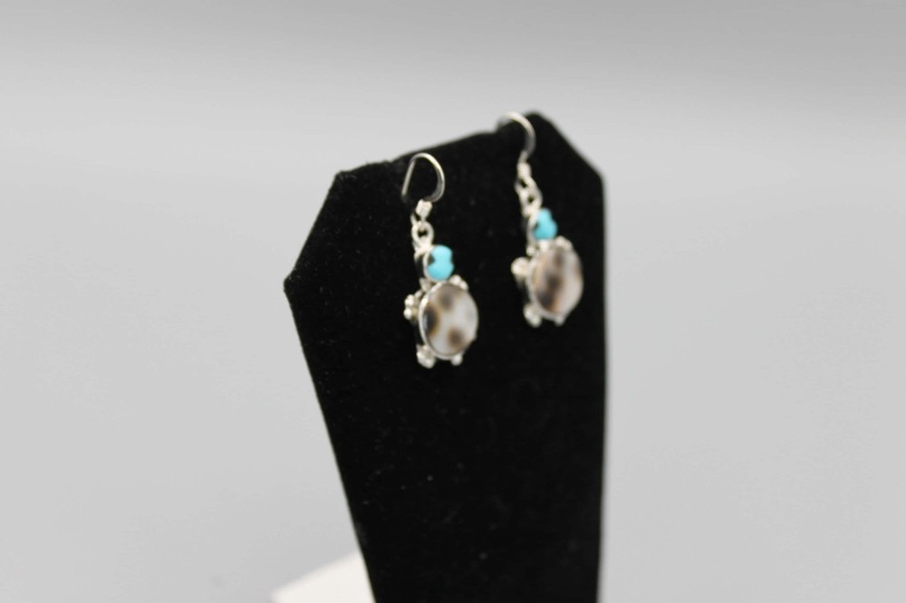 Sterling Silver and Multi-Stone Turtle Earrings