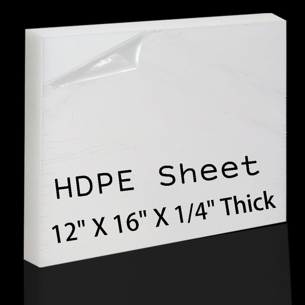 High-Density Polyethylene (HDPE) Plastic Sheet 1/4" Thick 12" X 16"- White HD...
