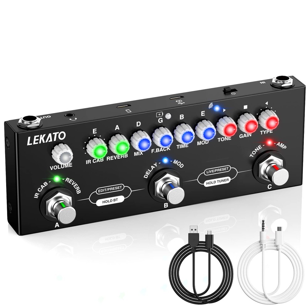 LEKATO Multi Effects Guitar Pedal, with IR Loading 9 AMP Models, Delay Reverb...