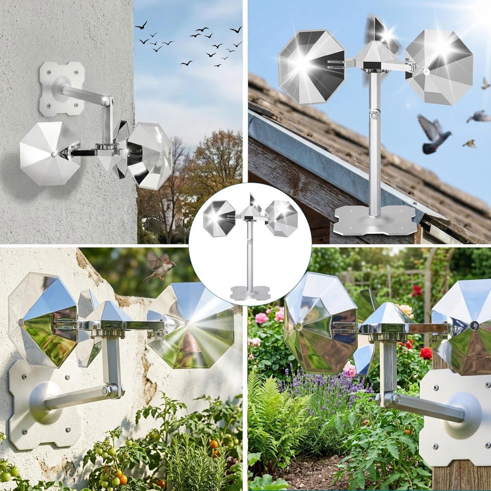 Bird Scare Reflective Device Wind Powered Spinning Silver Reflectors 2PK