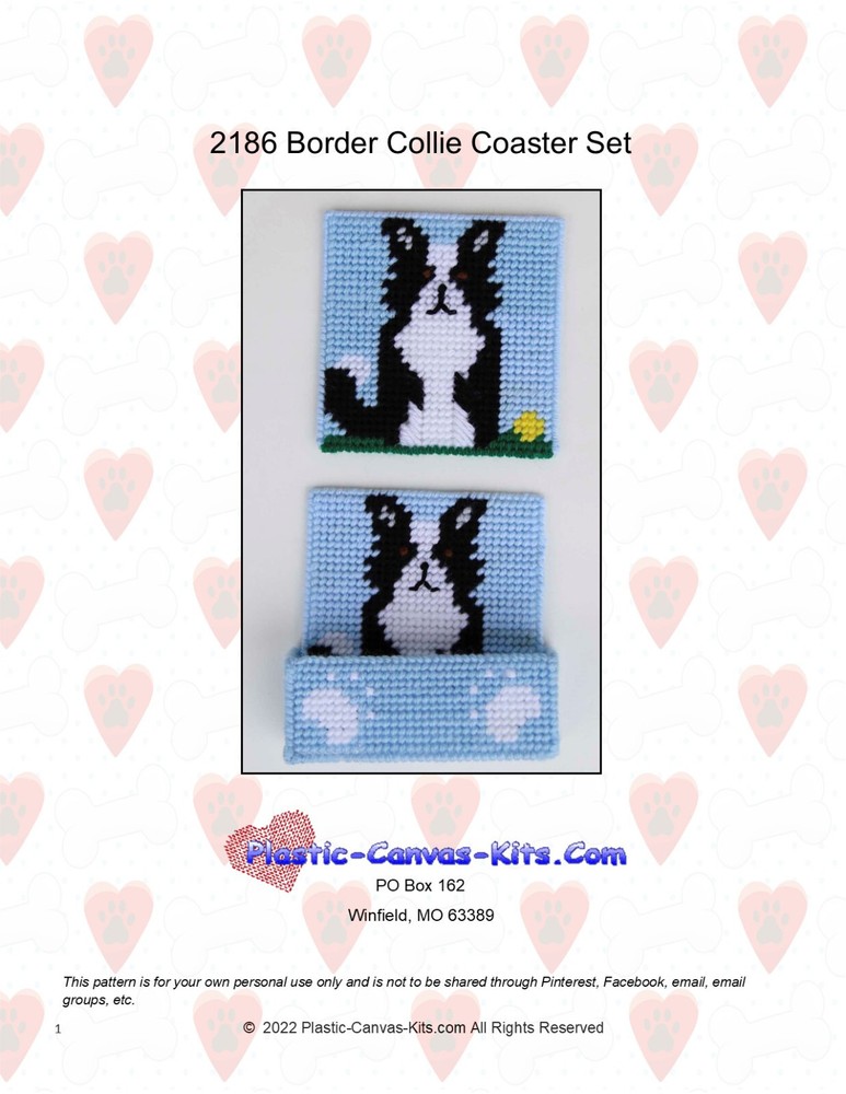 Border Collie Coaster Set-Plastic Canvas Pattern or Kit