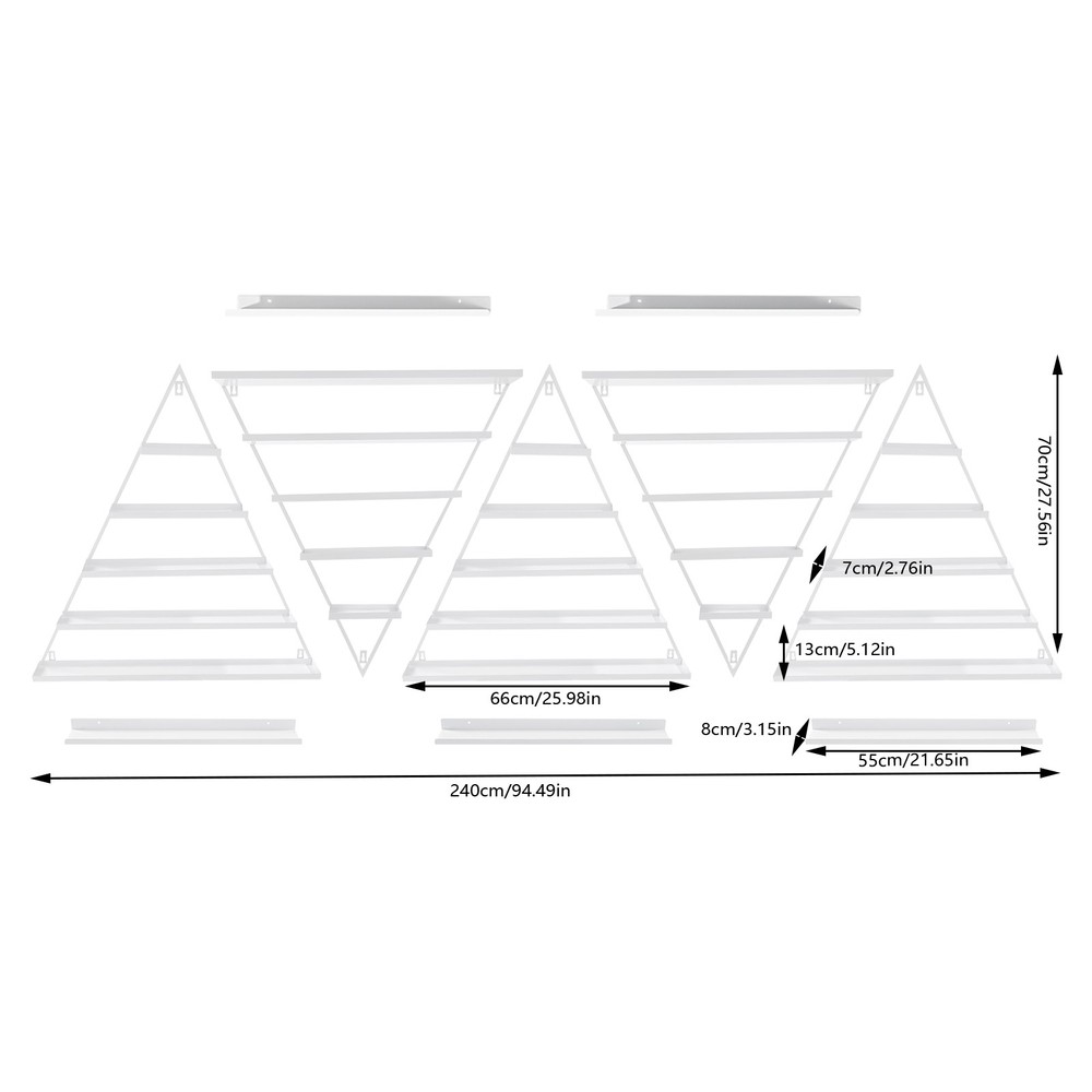 10Pcs Wall-mounted 5-tier Display Racks Nail Polish Triangular Nail Polish Racks