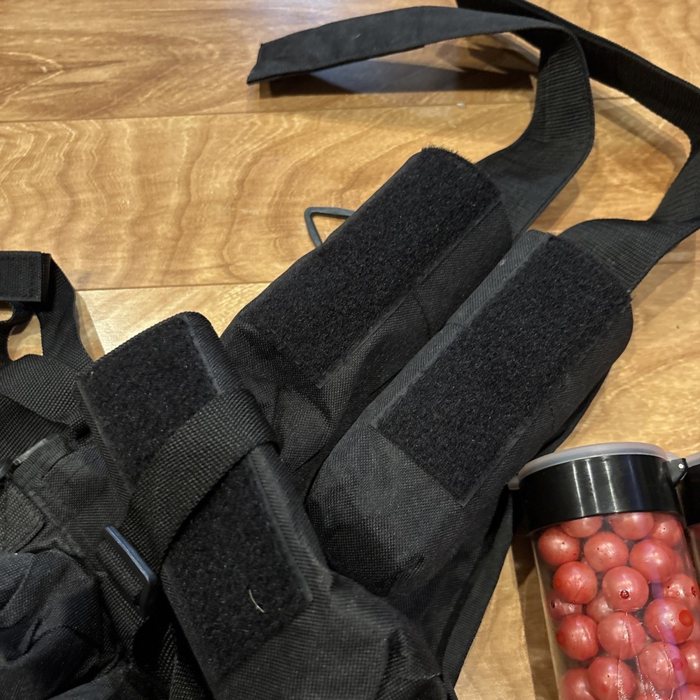 Java Paintball 5 Pod Tank Pouch pack harness, with .68 caliber paintballs