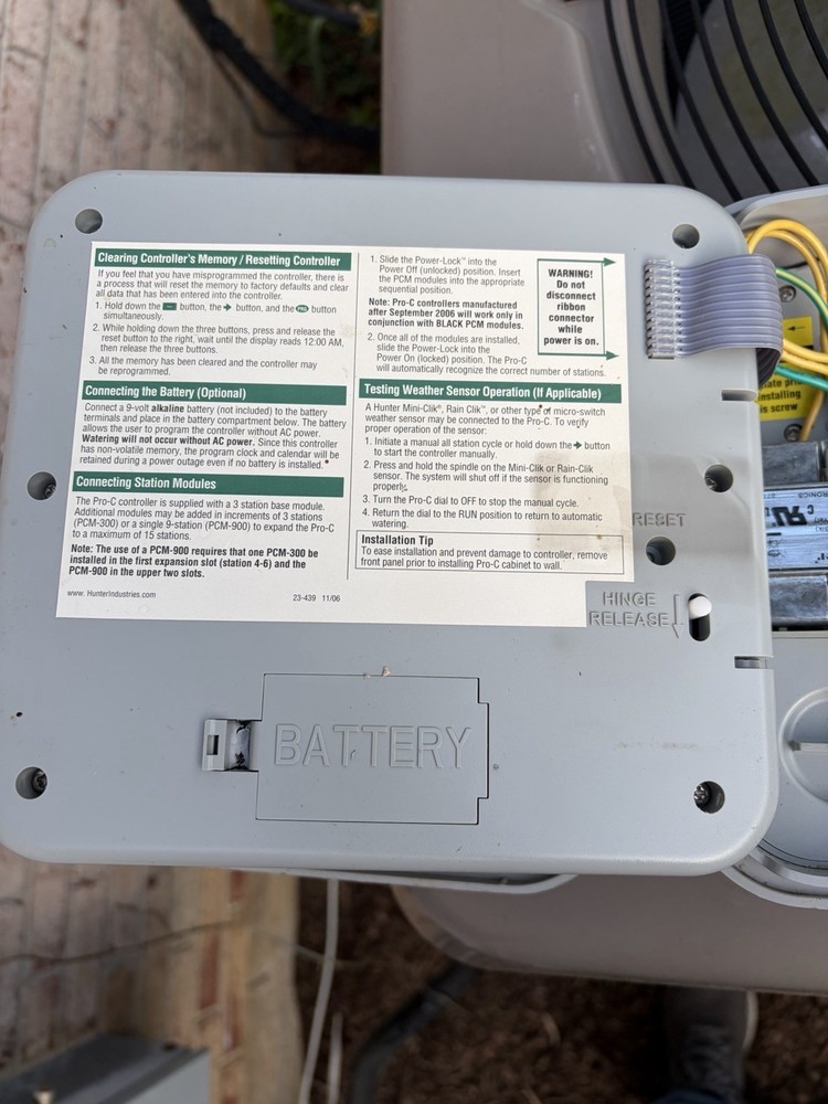 Hunter Pro-C PCC-1200 12 Zone Irrigation Sprinkler System Controller Rain Sensor