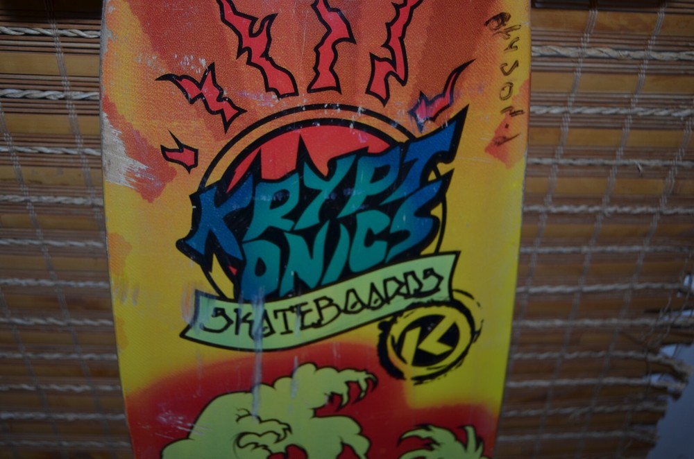 Kryptonics long board skateboard skate wave claw USED complete wheels VTG signed