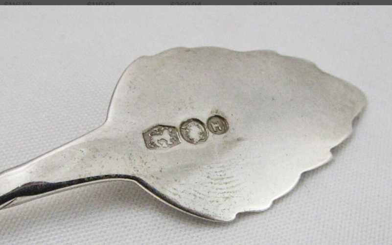 Dutch 833 Silver Twisted Stem Leaf Handle 4 1/4" Spoon, Sword & *AP* Assay Marks