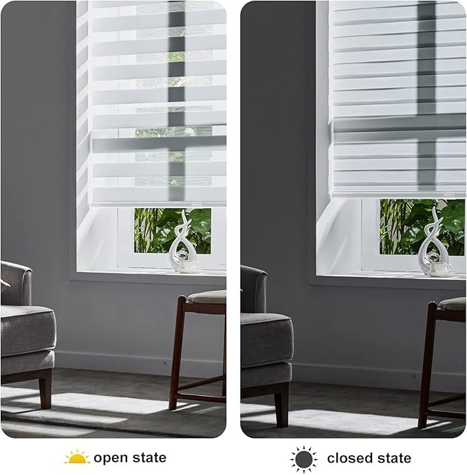 Custom Cordless Zebra Blinds for Windows Free-Stop Roller Windows Shades White