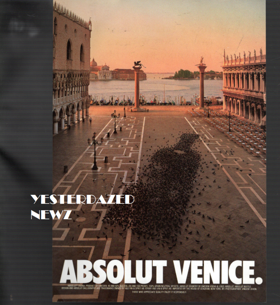 1996 Print Ad for Absolut Vodka "Absolut  Venice"