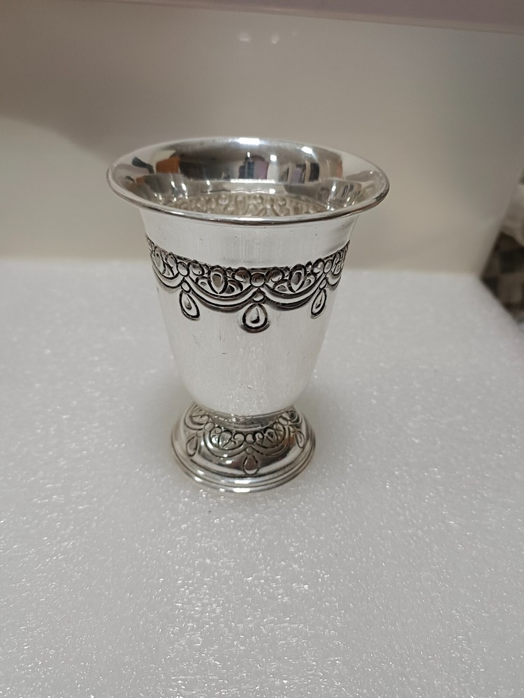 Silver plated goblet | Sam Judaica wine cup | Silver plated Kiddush cup