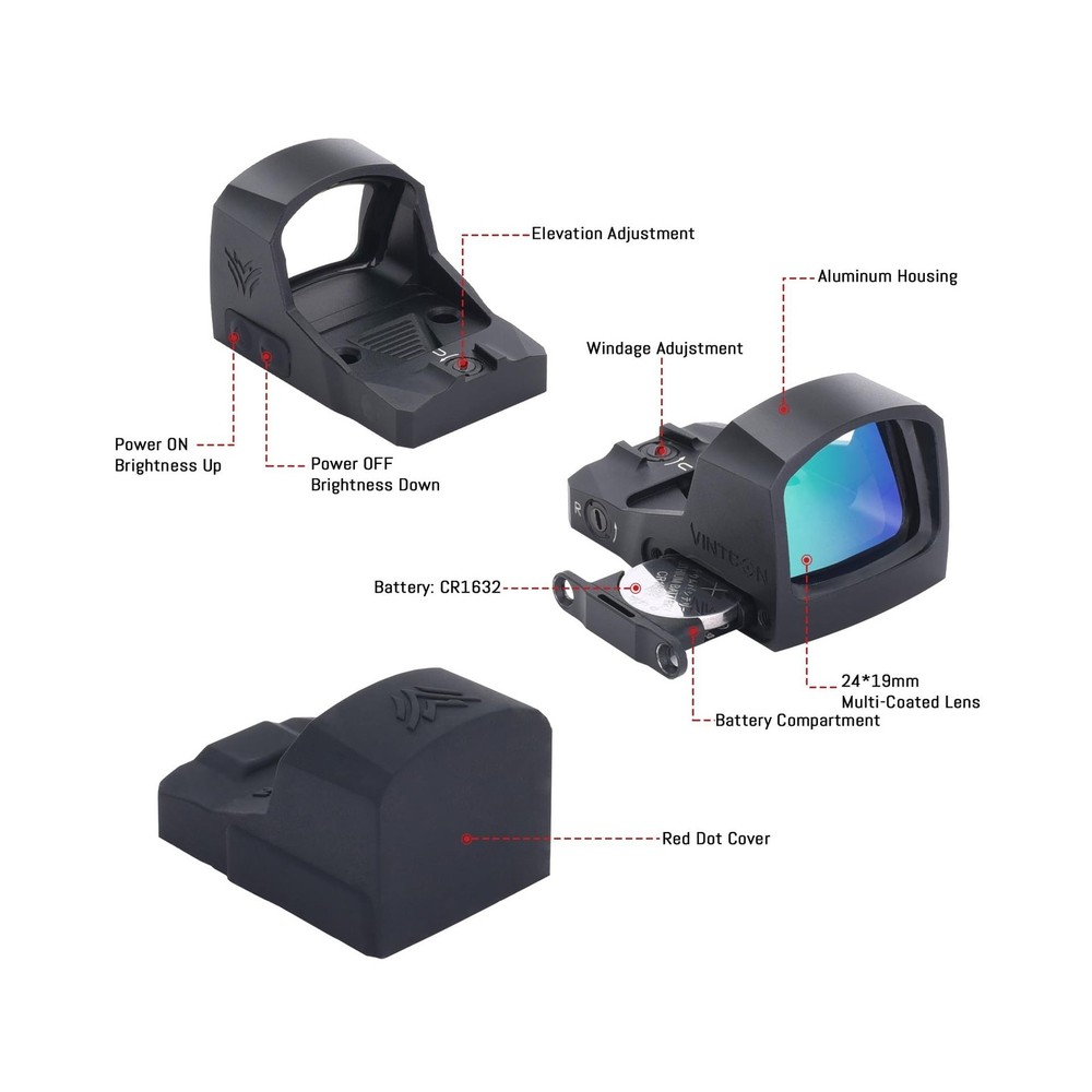 Sirius Micro Reflex Red Dot Sight, 3 MOA Dot Pistol Optic, Shake Awake, Paral...