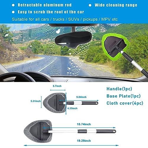 Car Windshield Cleaner, Microfiber Auto Cleaning Wiper with Green-Triangle