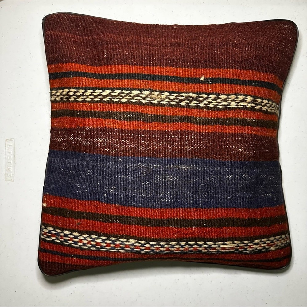 Handwoven Wool Kilim Face Throw Pillow Cover
