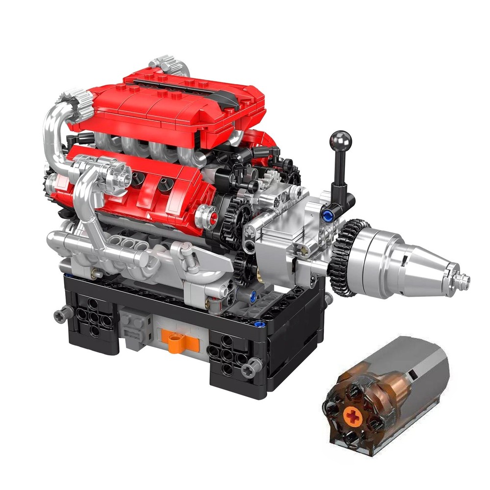 1pcs V8 Engine Motor Mechanical Engineering Model Building Block Toy Collection