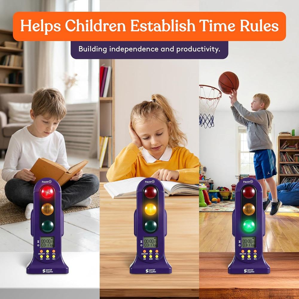 Stoplight Audio Visual Timer for Kids with Lights and Stopwatch Home Classroom