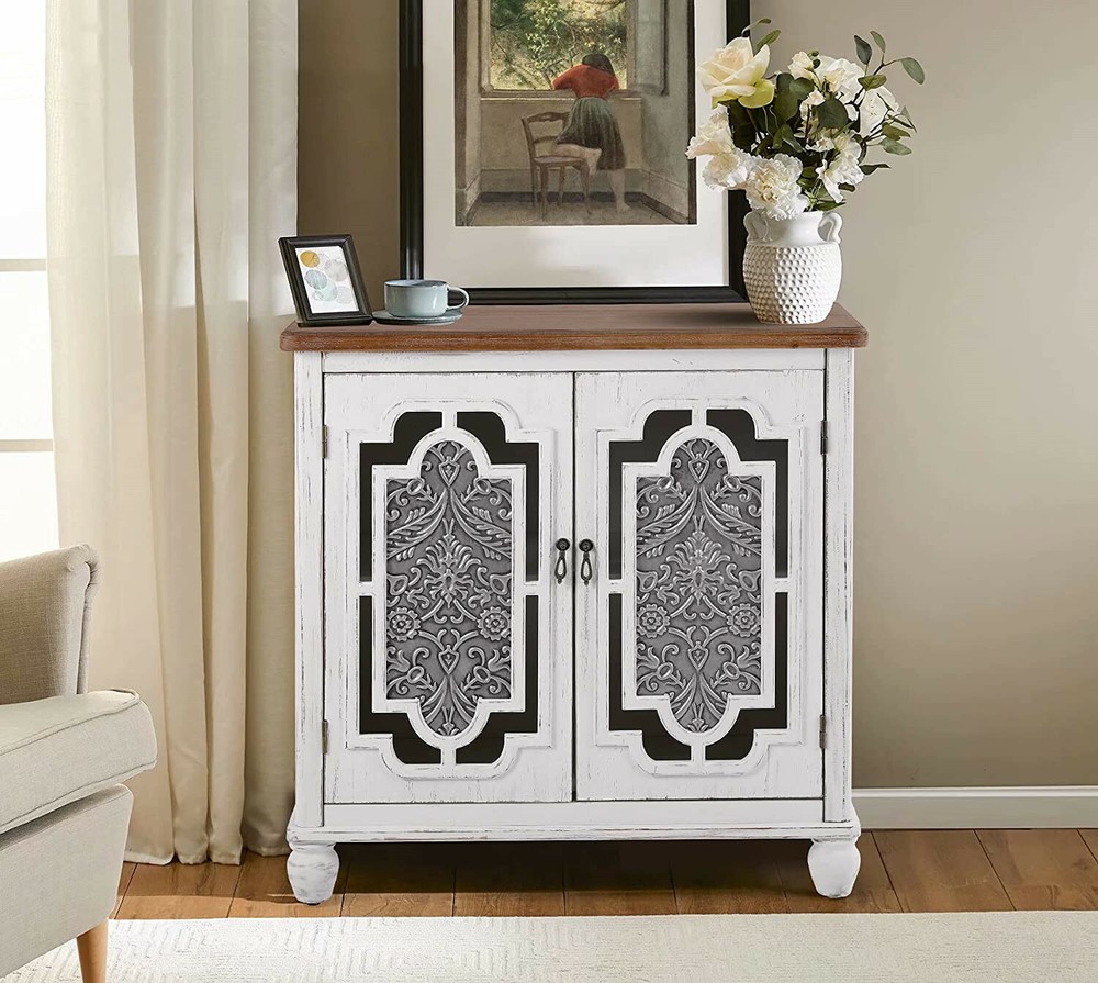 Accent Storage Cabinet 2 Doors Decorative Cabinet Buffet & Sideboard White