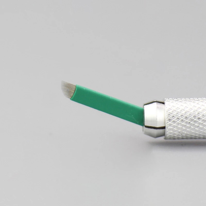 16 Flex Blades 0.20mm Green Microblading Needles for Tattoo Permanent Makeup