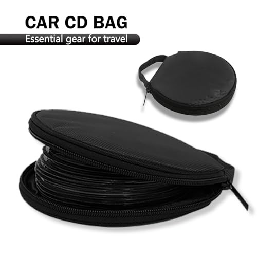 1 PC 20 Capacity CD Holder, Waterproof CD Case with Reinforced Handle, Black