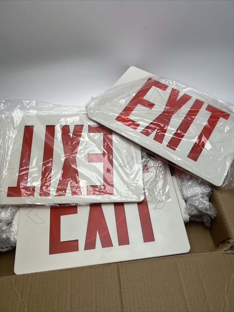 2 Gruenlich Doble Sided LED Exit Sign Emergency Combo Light Adjustable Heads
