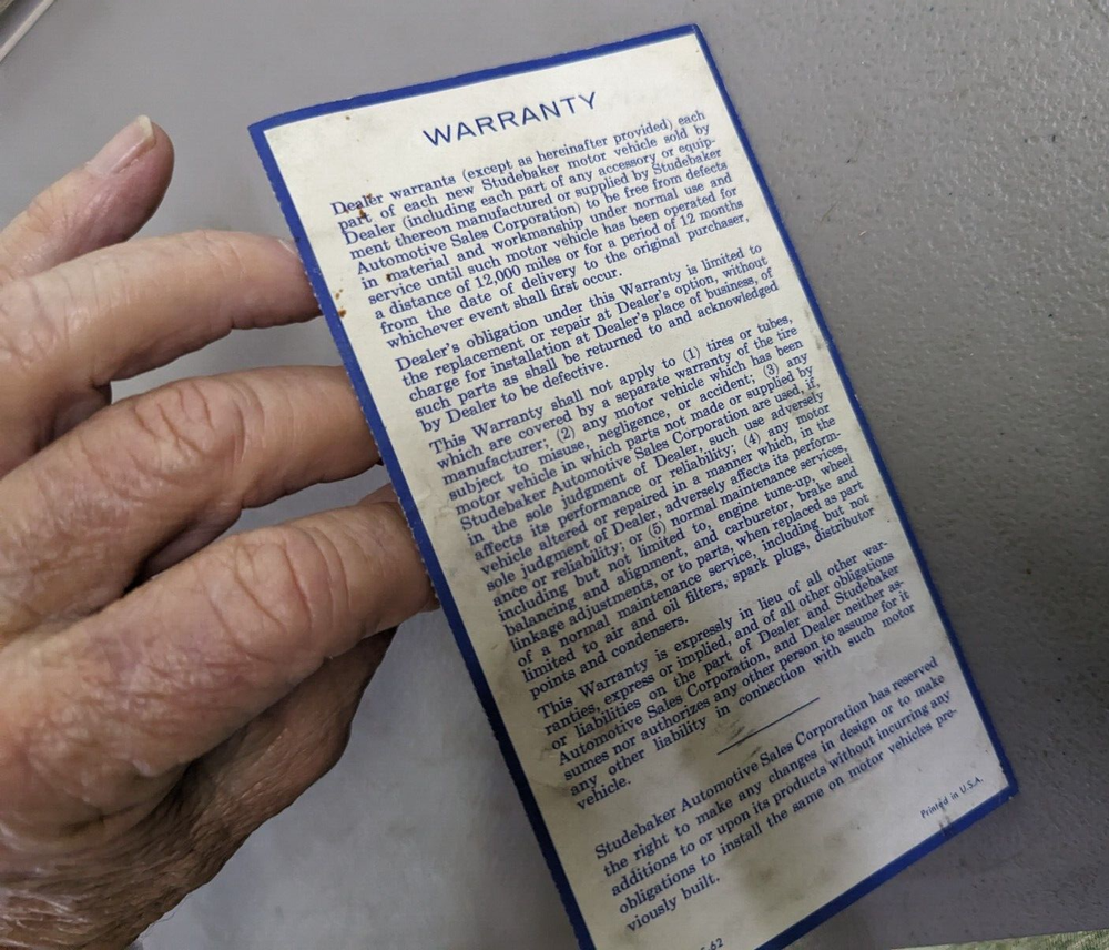 Studebaker Owner Service Policy