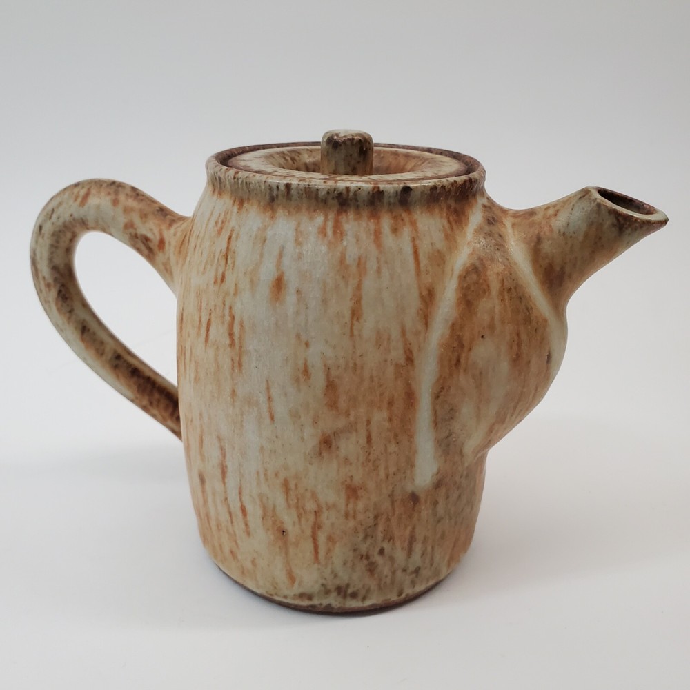 Vintage Rustic Pottery Studio Ceramic Teapot 4" - Scribed "B 93" Natural Glaze