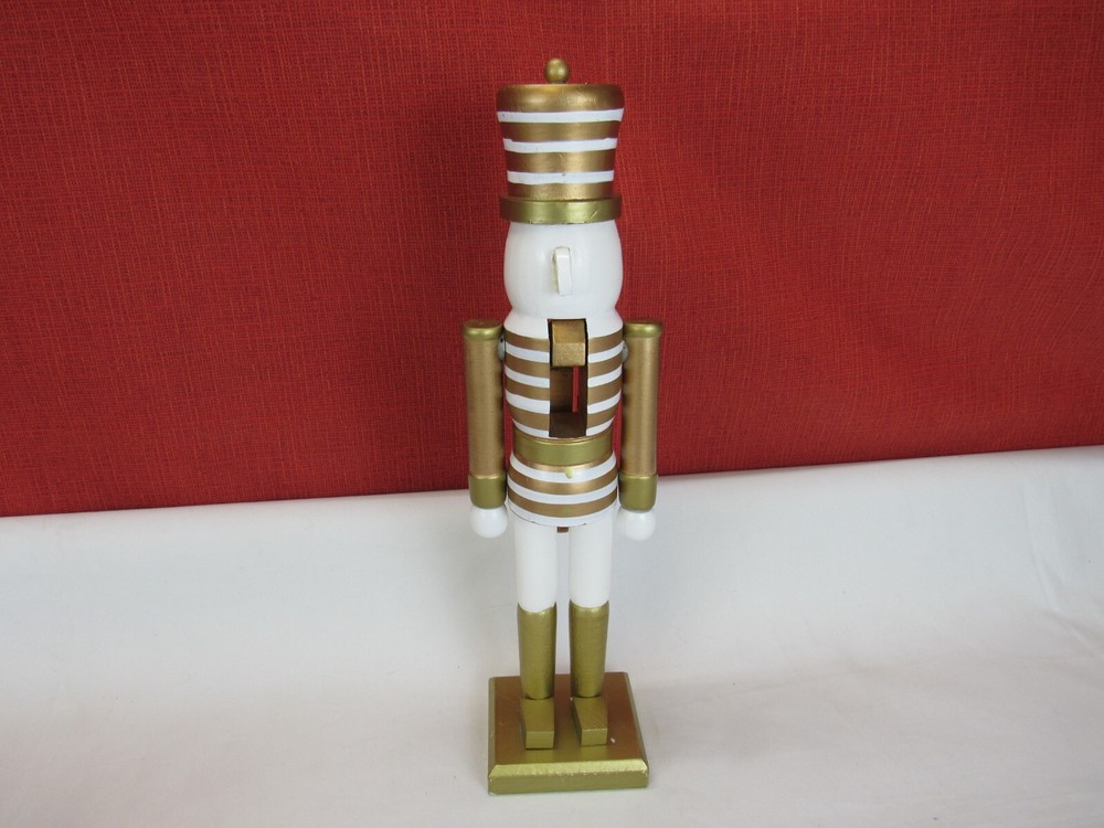 Holiday Lane Shine Bright Gold Stripe Nutcracker C210184