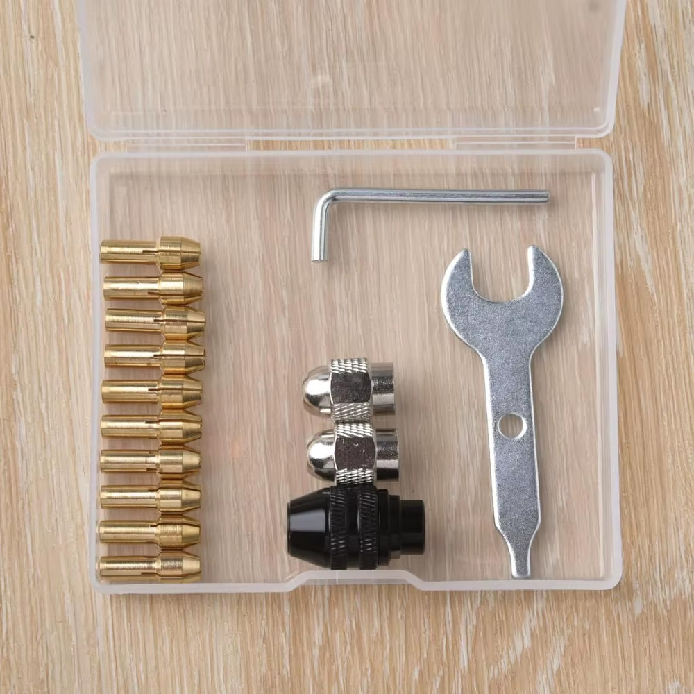 15PCS Drill Chuck Collet Set 0.8-3.2mm Shank Replacement for Dremel Rotary Tool