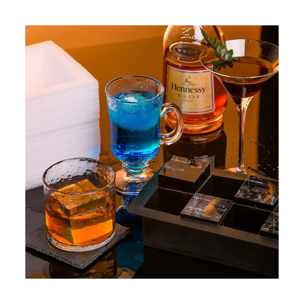 Clear Ice Cube Maker Tray - 2 Inch Clear Ice Cube Silicone Mold,10 ... Fast Ship
